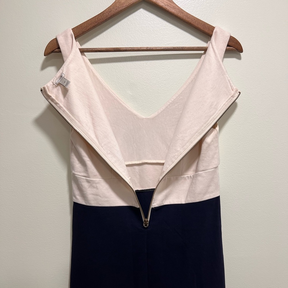 J. Crew Colorblock Sleeveless Ponte Knit Midi Dress, Navy/Ivory, Size 4 - Picture 7 of 13